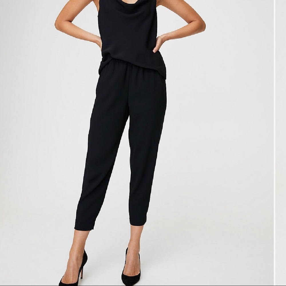 Aritzia Babaton Black Cropped Tapered Trousers
